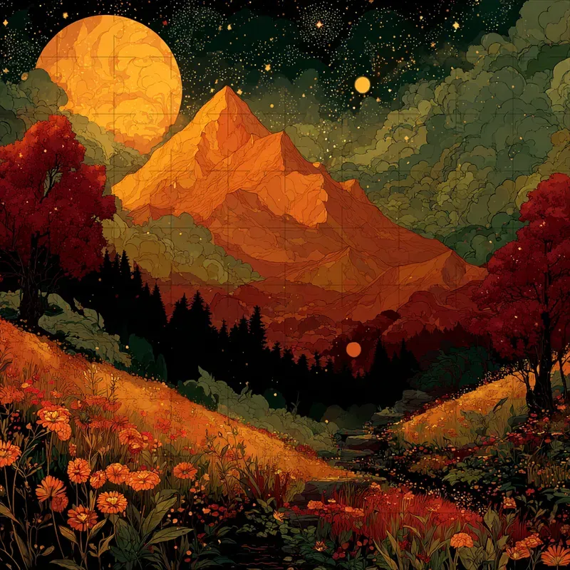 Silkscreen Ornate Ember Glow Prints