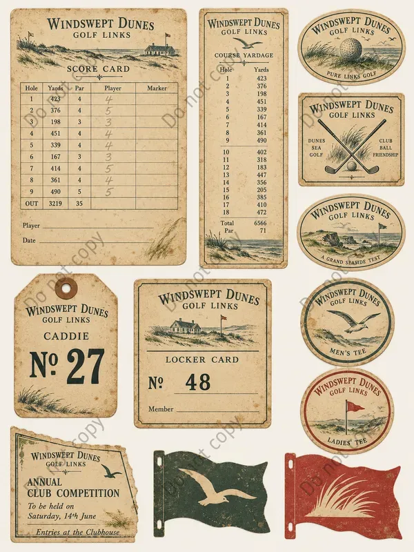 Golf Links Club Ephemera Sheets