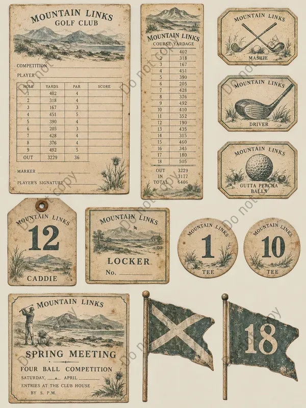 Golf Links Club Ephemera Sheets