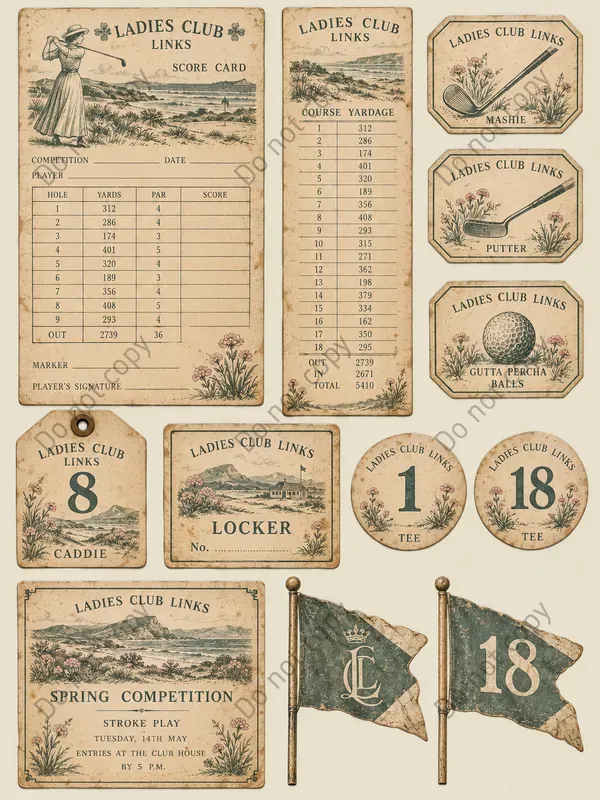 Golf Links Club Ephemera Sheets