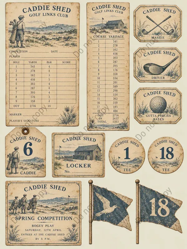 Golf Links Club Ephemera Sheets