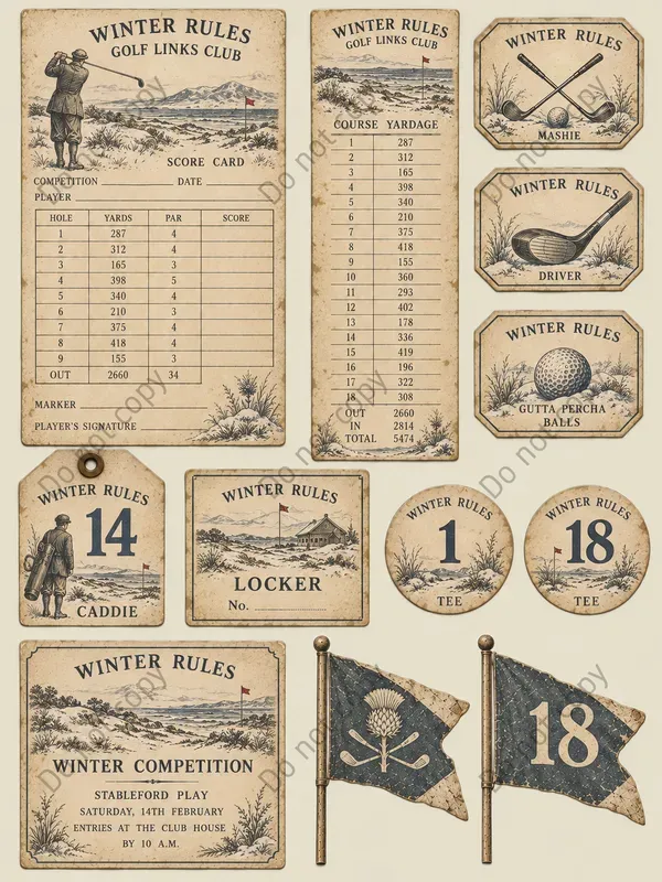 Golf Links Club Ephemera Sheets