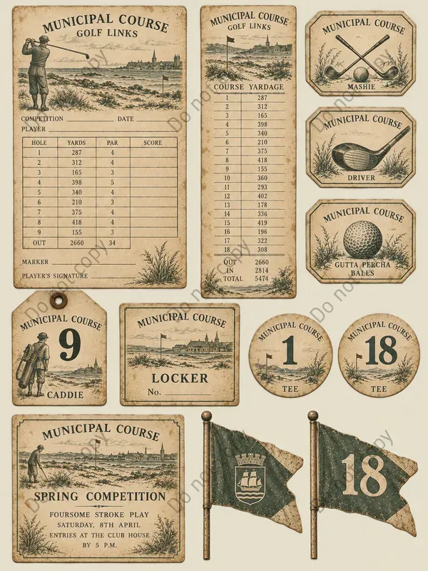 Golf Links Club Ephemera Sheets