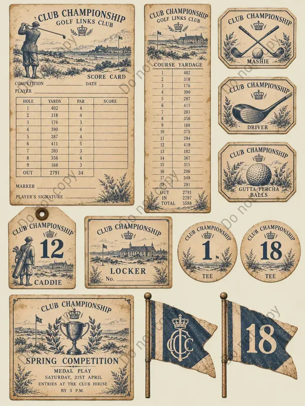 Golf Links Club Ephemera Sheets