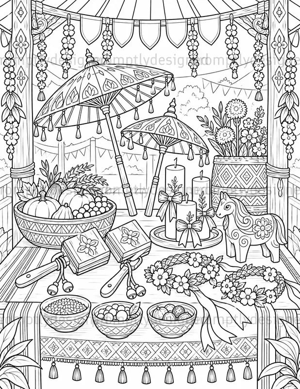 Festival Still Life Coloring Pages