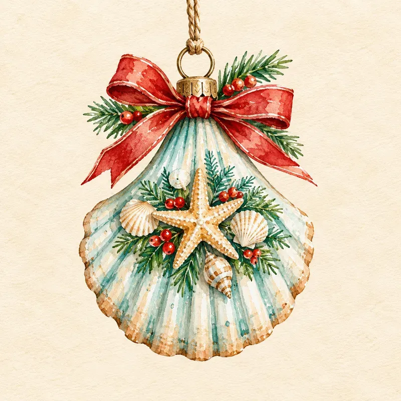Coastal Christmas Watercolor Cliparts