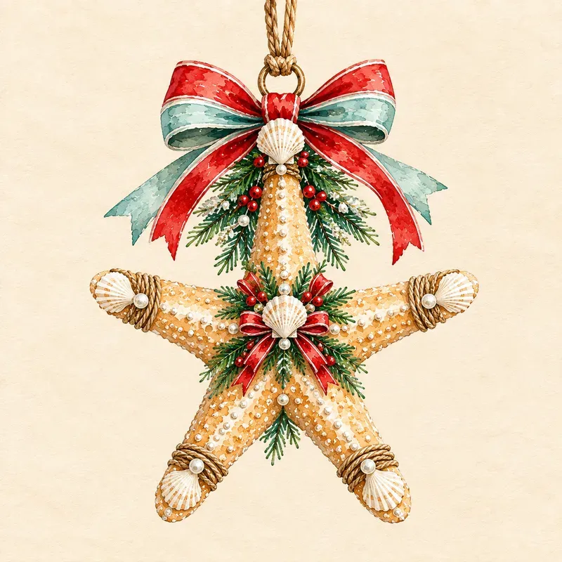 Coastal Christmas Watercolor Cliparts
