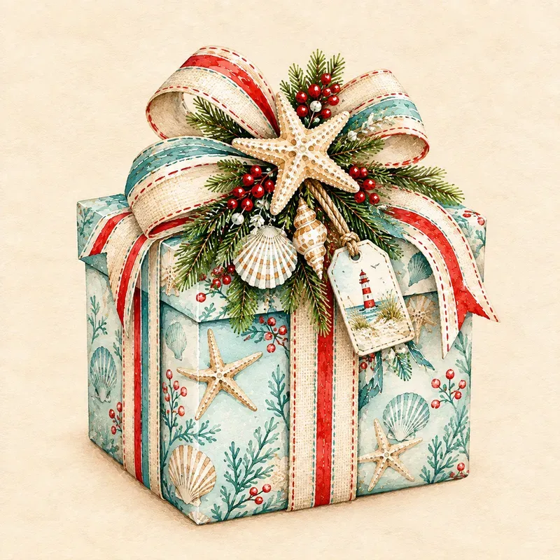 Coastal Christmas Watercolor Cliparts