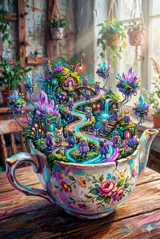 Cyberpunk Kitty Coffee Cup Fantasies
