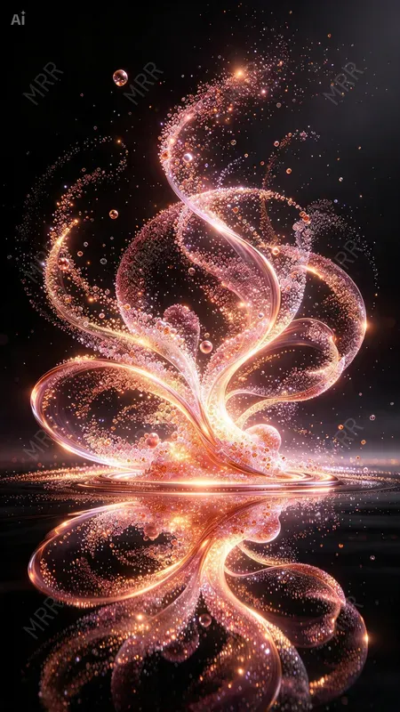 Golden Particle Reflection Art