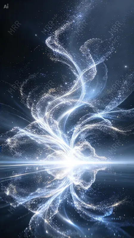 Golden Particle Reflection Art