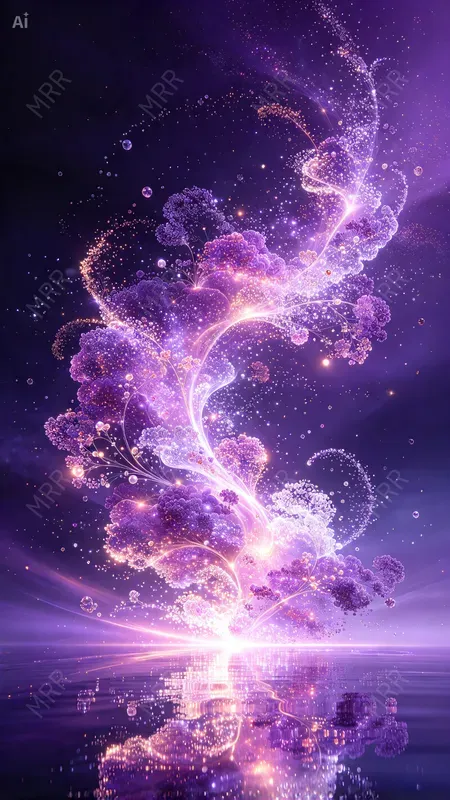 Golden Particle Reflection Art