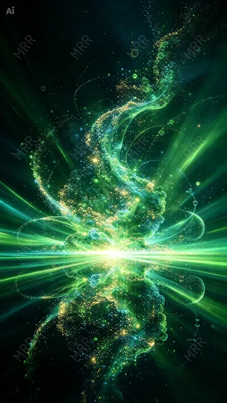 Golden Particle Reflection Art