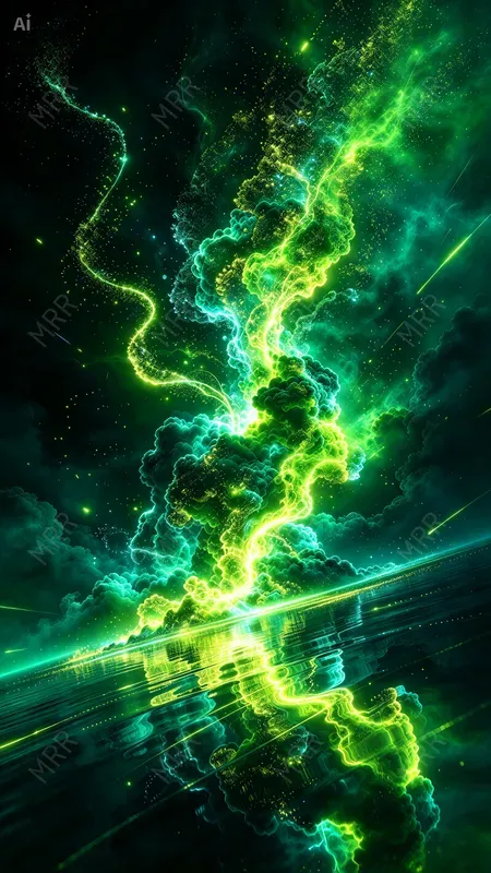 Golden Particle Reflection Art