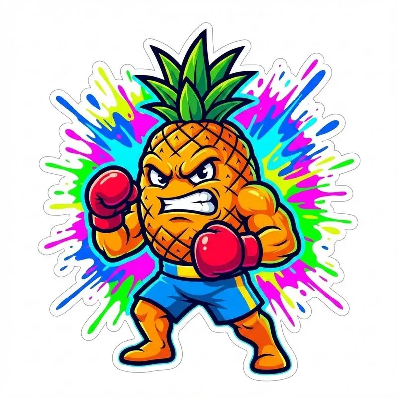 Bold Cartoon Fruit Mascots With Neon