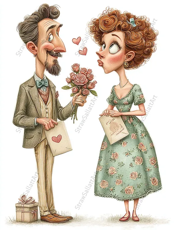 Viral Valentine Couples Caricatures Art