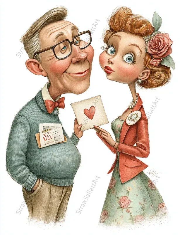 Viral Valentine Couples Caricatures Art