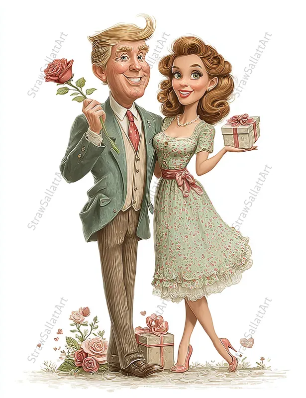 Viral Valentine Couples Caricatures Art