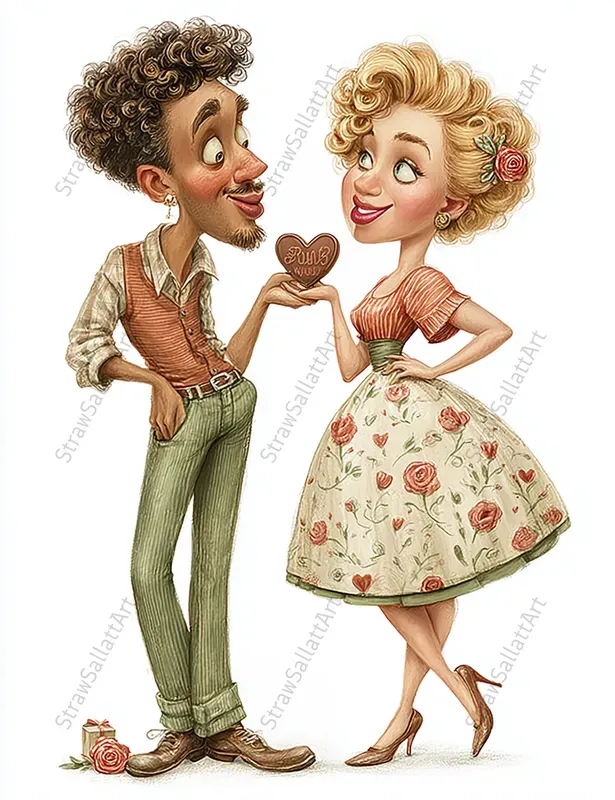 Viral Valentine Couples Caricatures Art