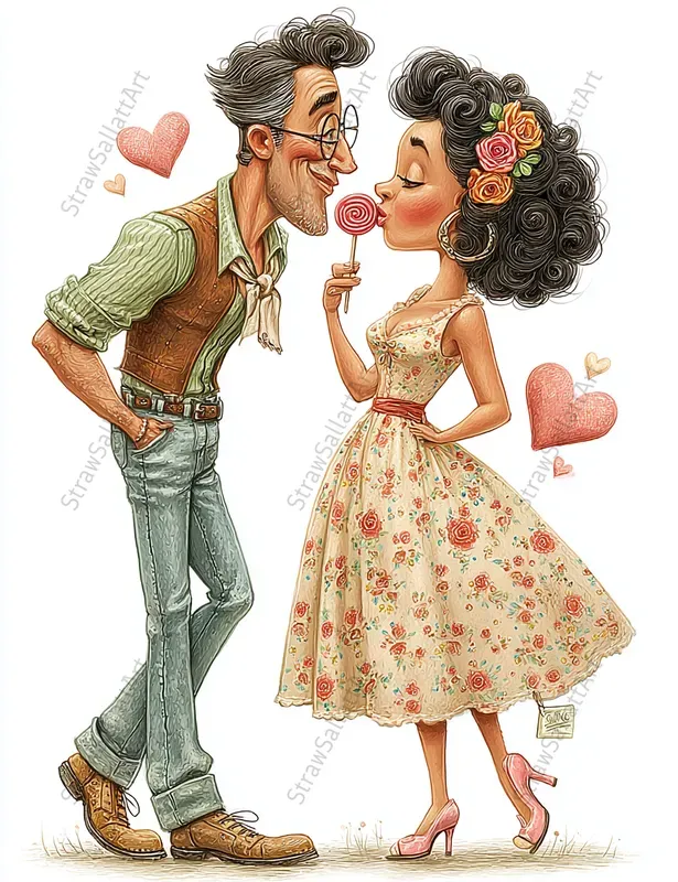 Viral Valentine Couples Caricatures Art