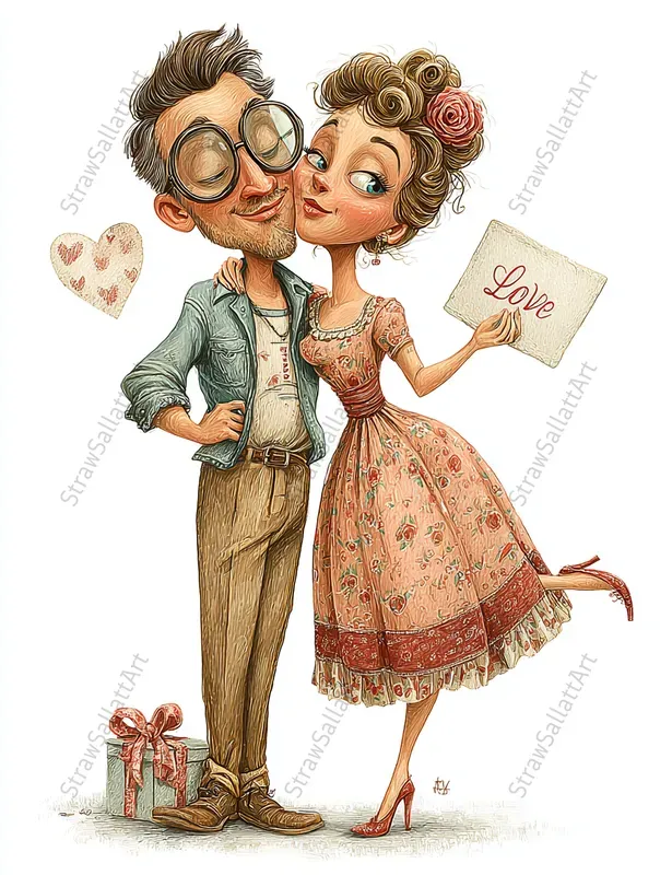 Viral Valentine Couples Caricatures Art