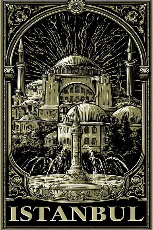 Engraved Vintage City Posters