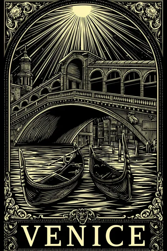 Engraved Vintage City Posters