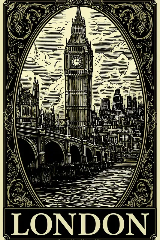 Engraved Vintage City Posters