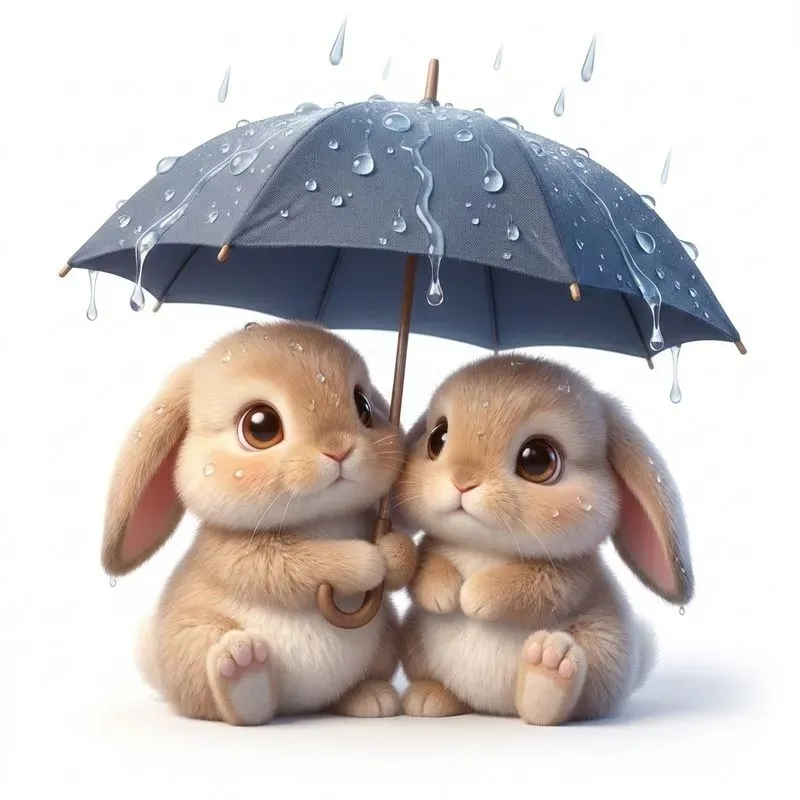 Adorable Animal Pairs Under Umbrellas