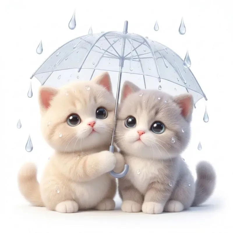 Adorable Animal Pairs Under Umbrellas