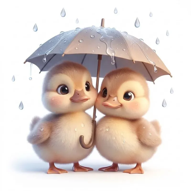 Adorable Animal Pairs Under Umbrellas