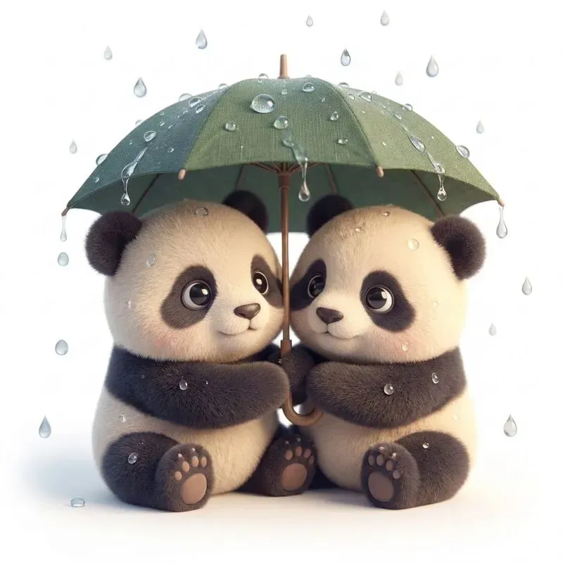 Adorable Animal Pairs Under Umbrellas