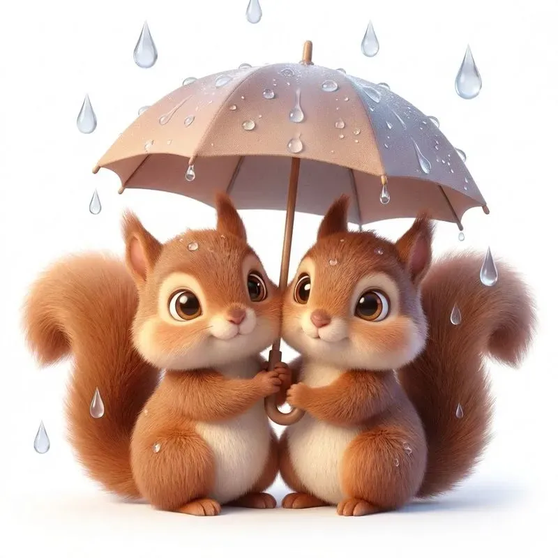 Adorable Animal Pairs Under Umbrellas