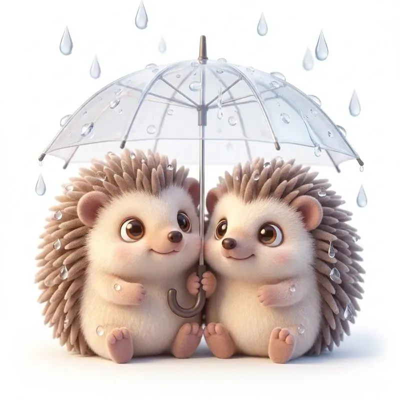 Adorable Animal Pairs Under Umbrellas