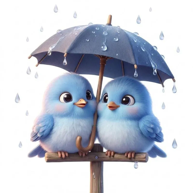 Adorable Animal Pairs Under Umbrellas