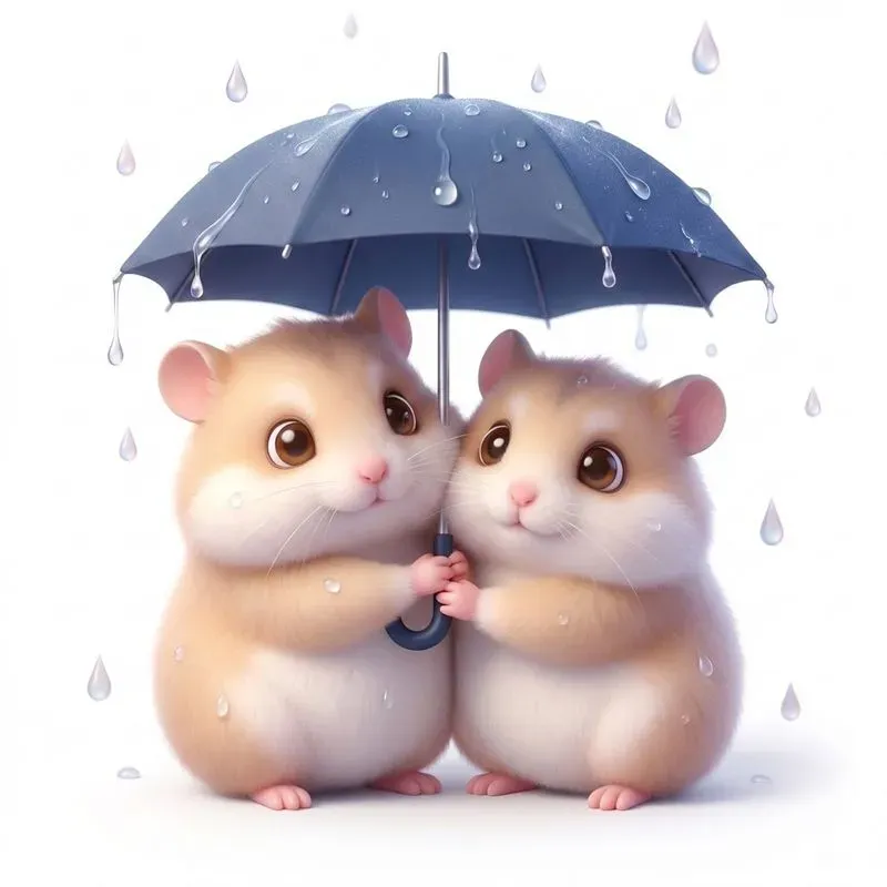 Adorable Animal Pairs Under Umbrellas