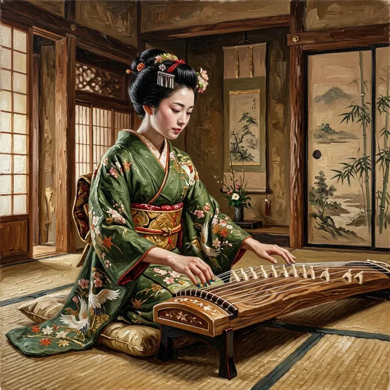 Elegant Kimono Oil Paintings
