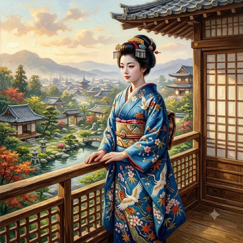 Elegant Kimono Oil Paintings