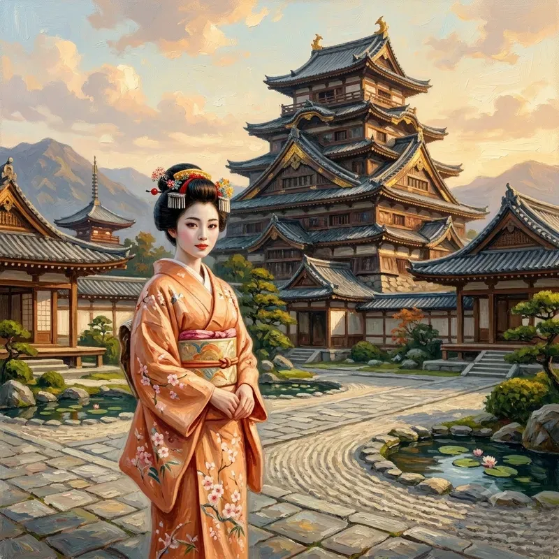 Elegant Kimono Oil Paintings