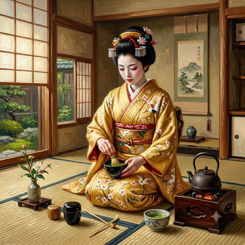 Elegant Kimono Oil Paintings
