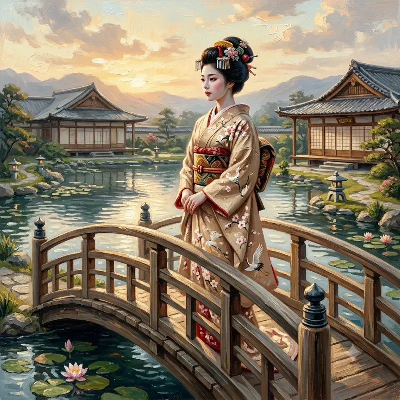 Elegant Kimono Oil Paintings