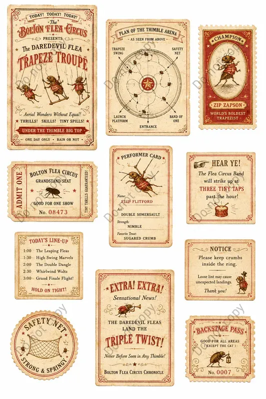 Flea Circus Tiny Ephemera Sheets