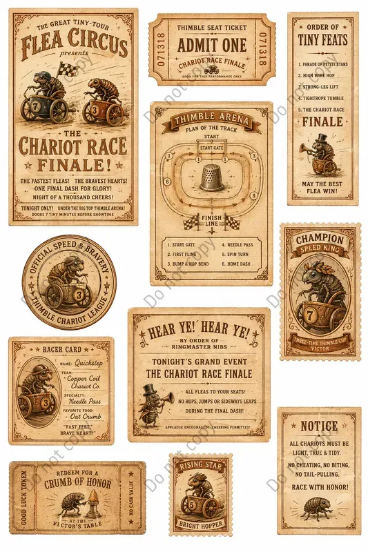 Flea Circus Tiny Ephemera Sheets
