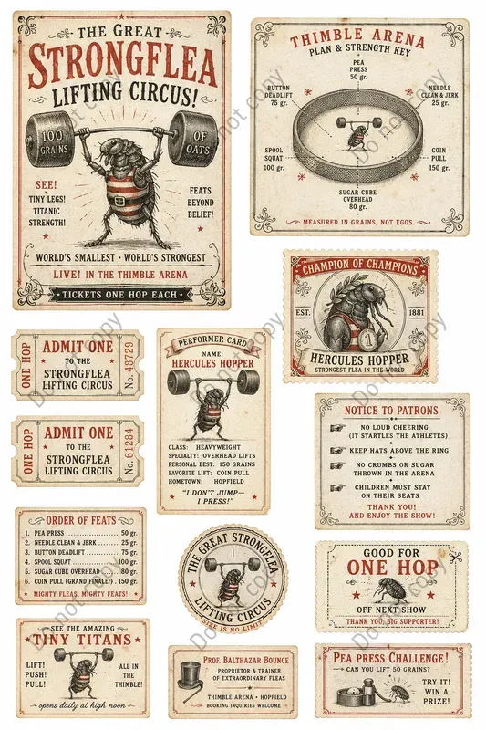 Flea Circus Tiny Ephemera Sheets