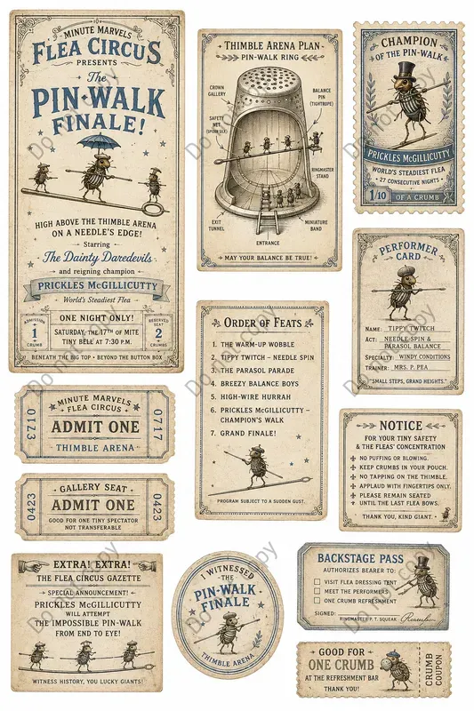 Flea Circus Tiny Ephemera Sheets