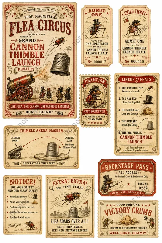 Flea Circus Tiny Ephemera Sheets