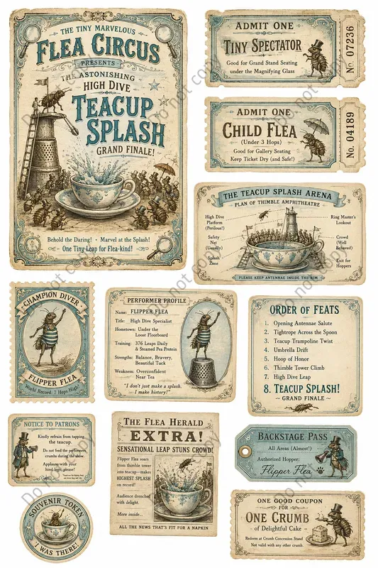 Flea Circus Tiny Ephemera Sheets