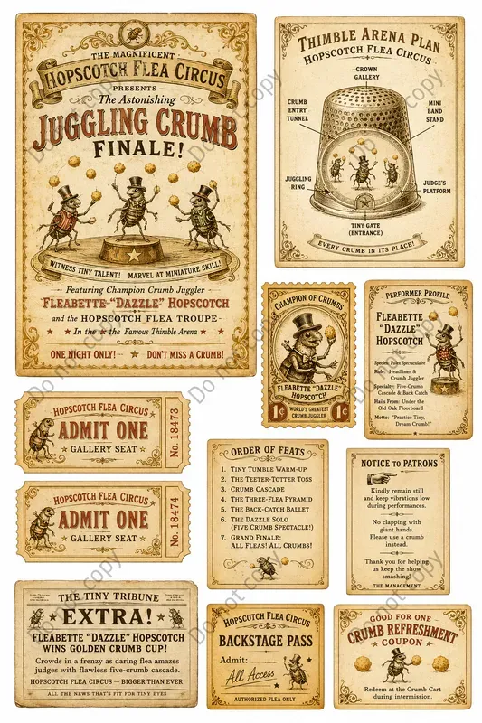 Flea Circus Tiny Ephemera Sheets