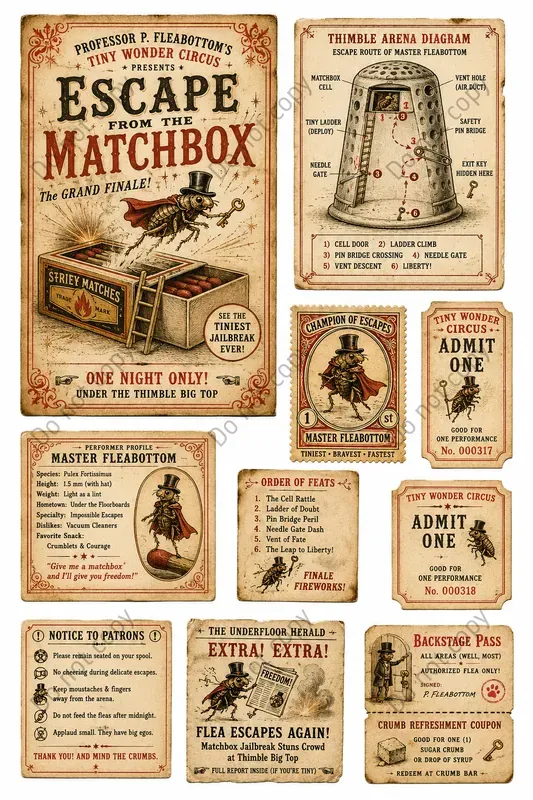 Flea Circus Tiny Ephemera Sheets