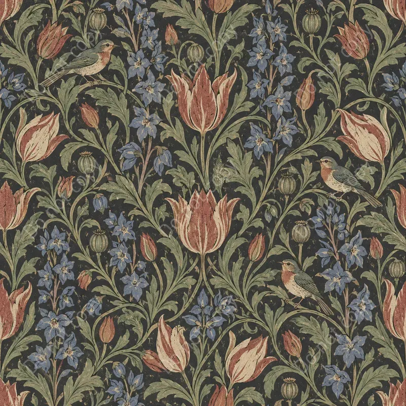 Art And Crafts Floral Seamless Art